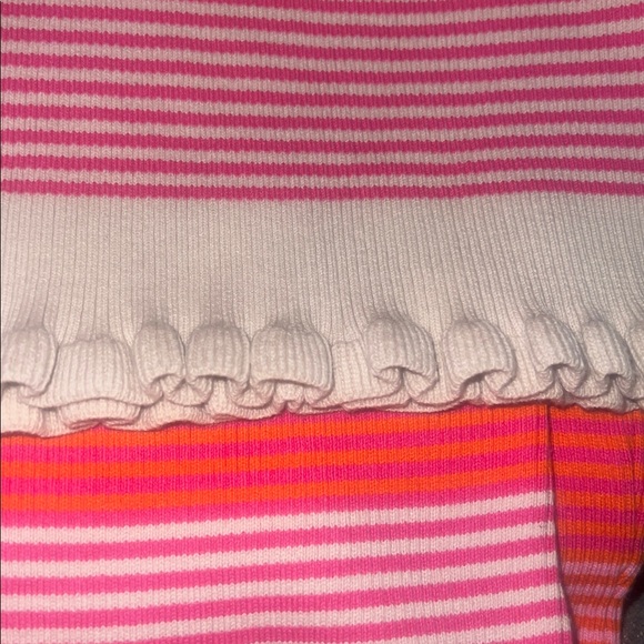 DEE ELLY Off-The-Shoulder Striped Knit Ruffle Hem in Sunset Midi Dress Sz SMALL - Picture 7 of 10